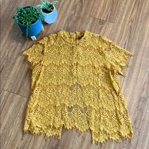 iNNY Gold Sheer Lace Open Back Top Size XL